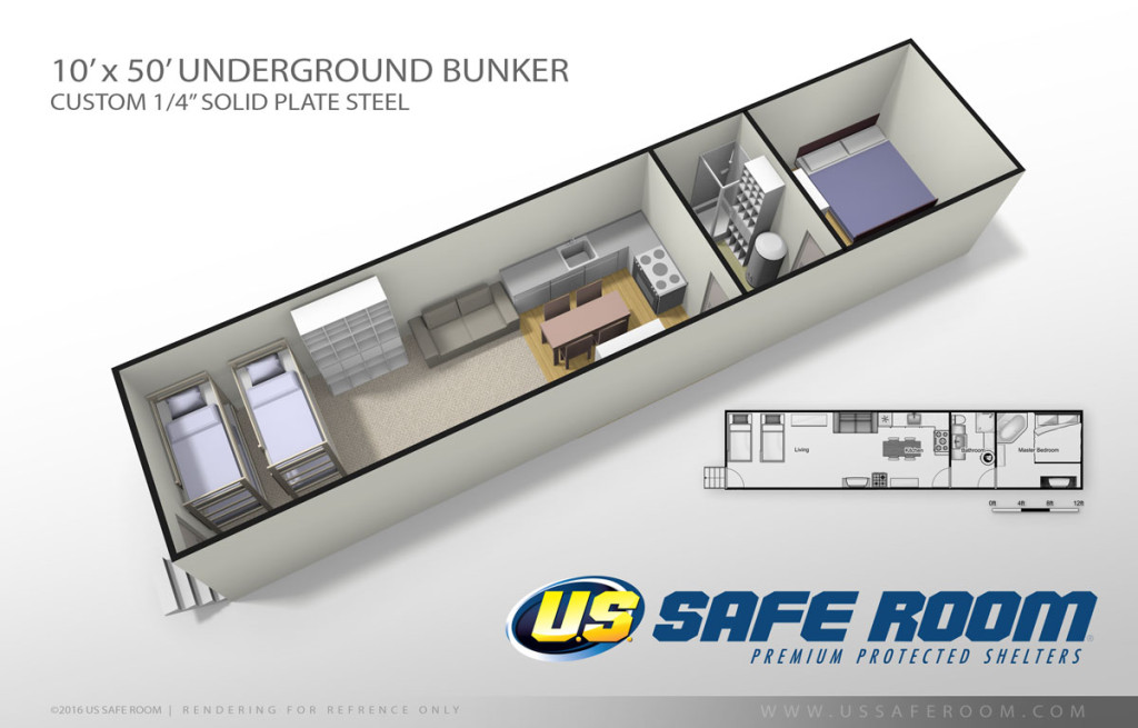 10' x 50' Underground Bunker Floor Plan by US Safe Room