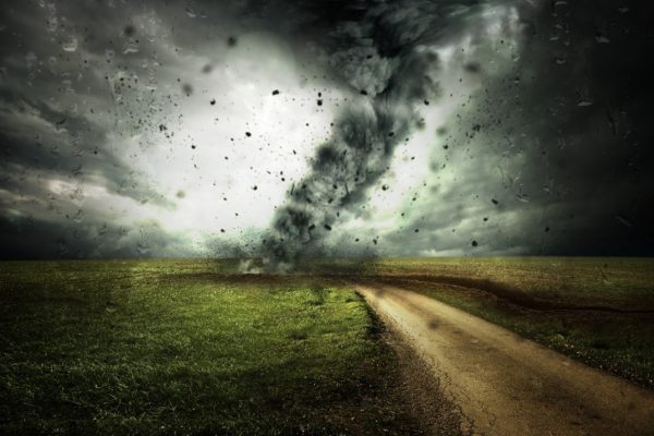 tornado with a dirt road