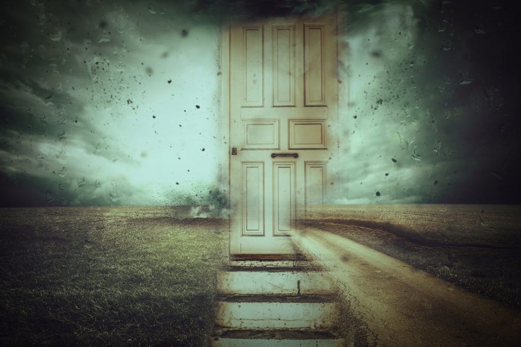 Dream world with a door