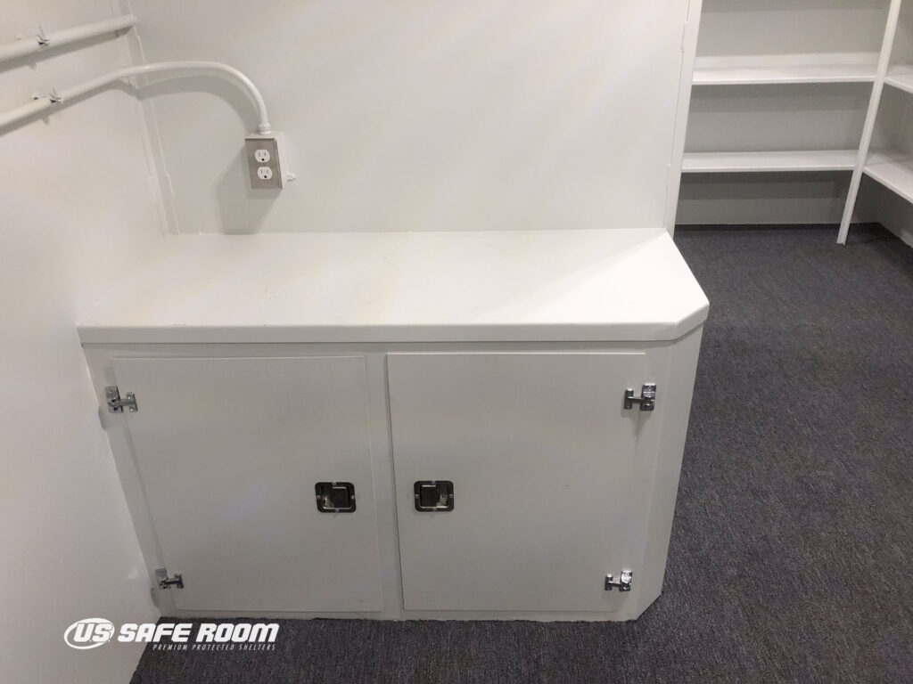 US Safe Room bunker interior - storage cabinet