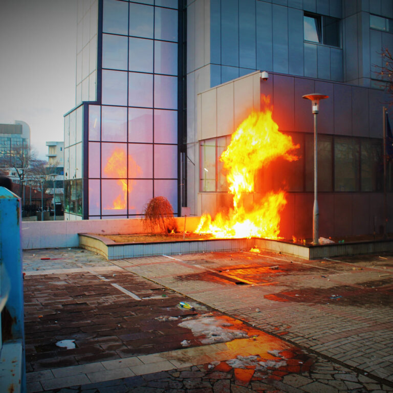 Urban unrest city fire attack