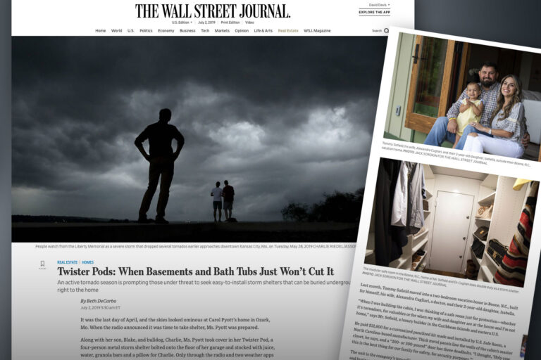 US Safe Room featured in the Wall Street Journal